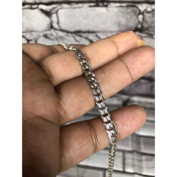 🔥🔥🔥 925 Sterling Silver Cuban Link Curb Chain Necklace 26" 3mm Italy 🔥🔥🔥 - Picture 2 of 13